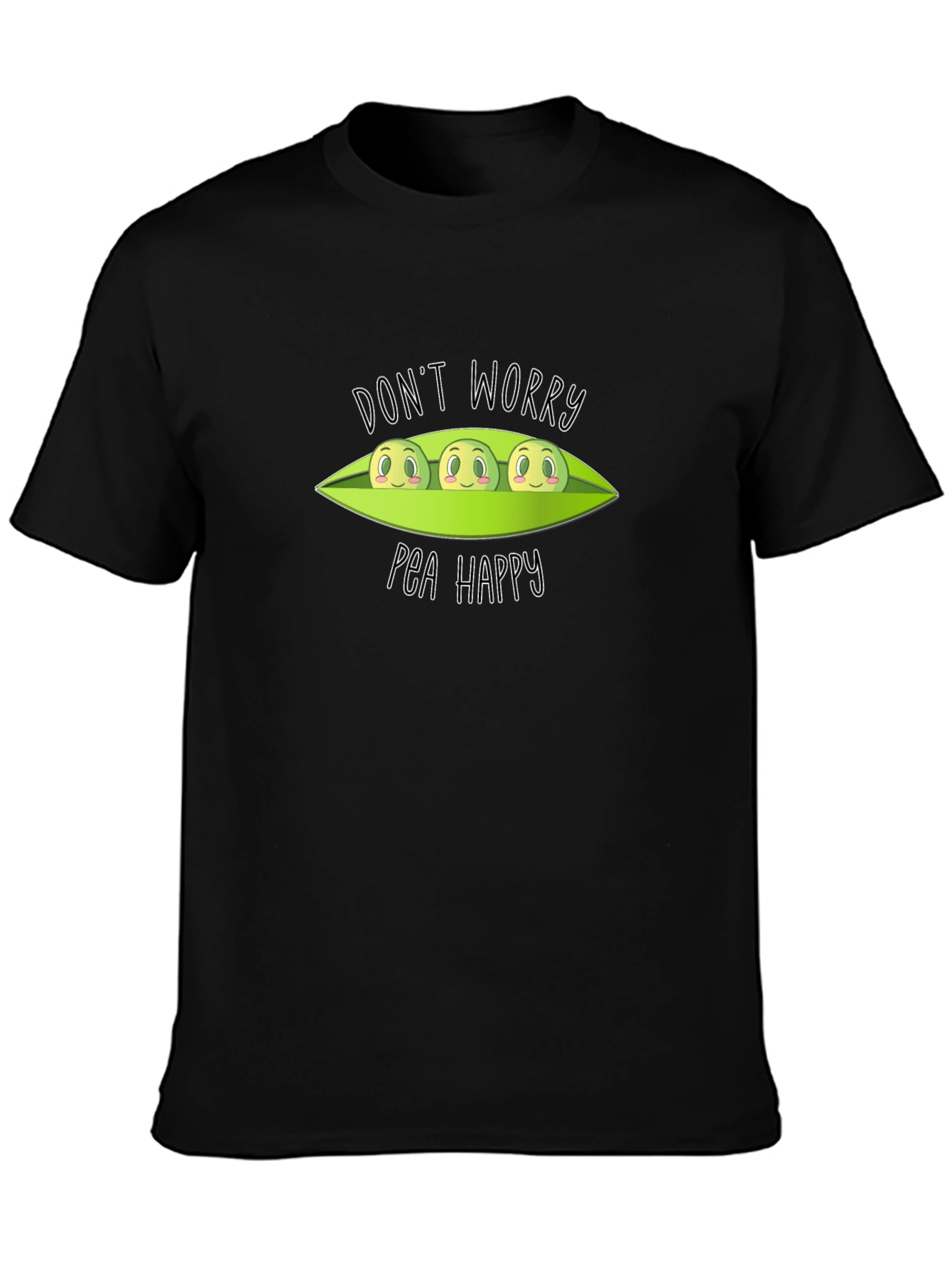 Dont Worry Pea Happy Black T-Shirt