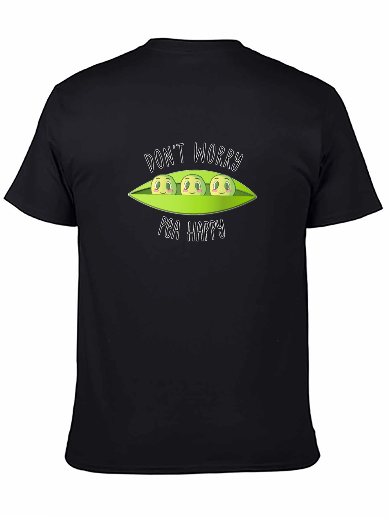 Dont Worry Pea Happy Black T-Shirt