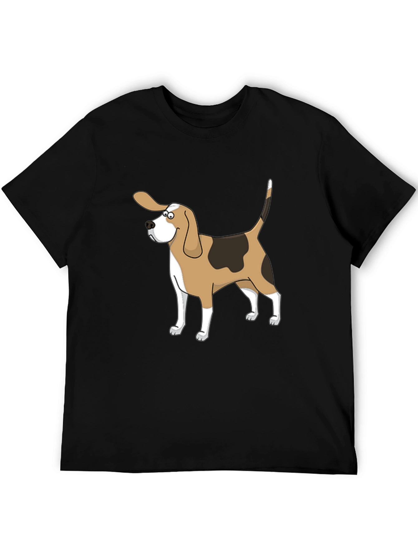 Cartoon Beagle Dog Graphic Black T-Shirt