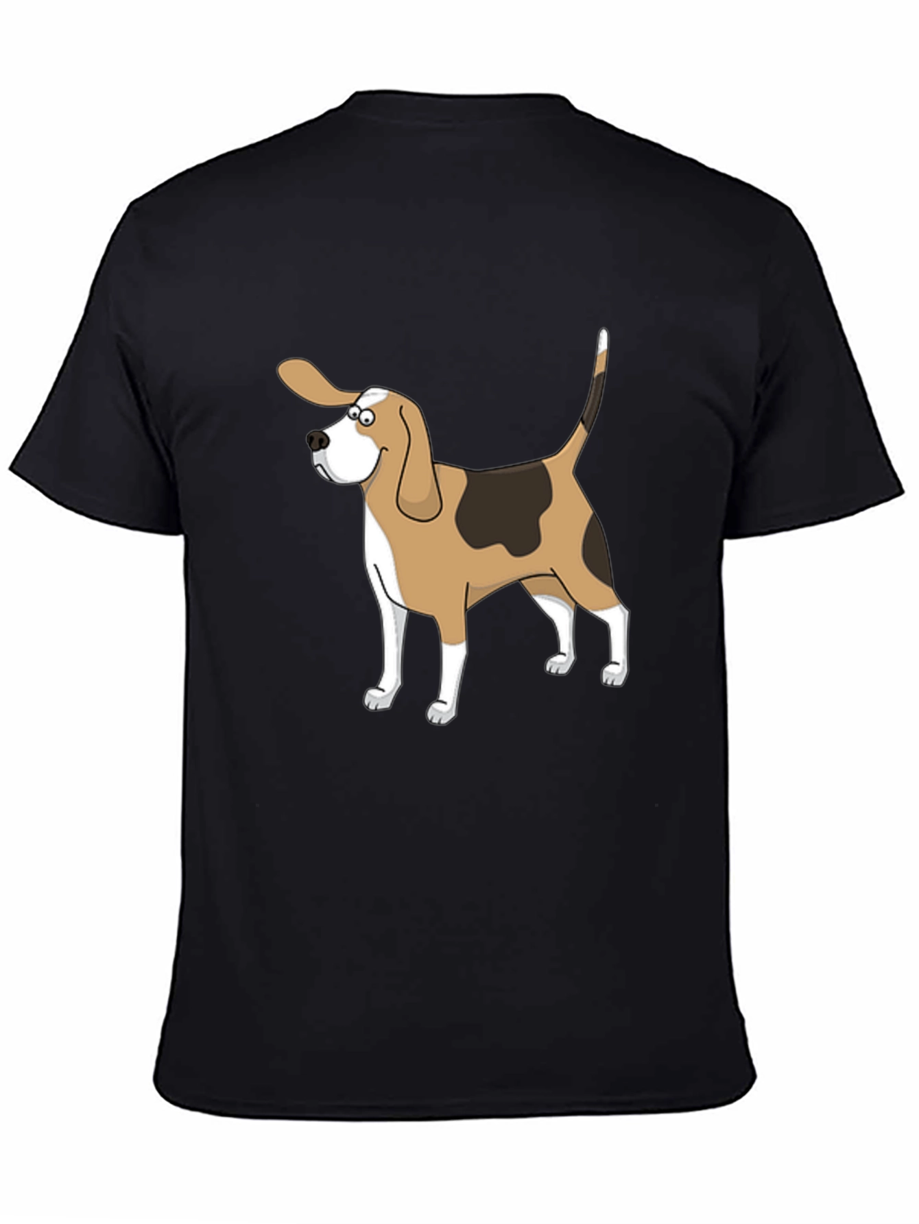 Cartoon Beagle Dog Graphic Black T-Shirt