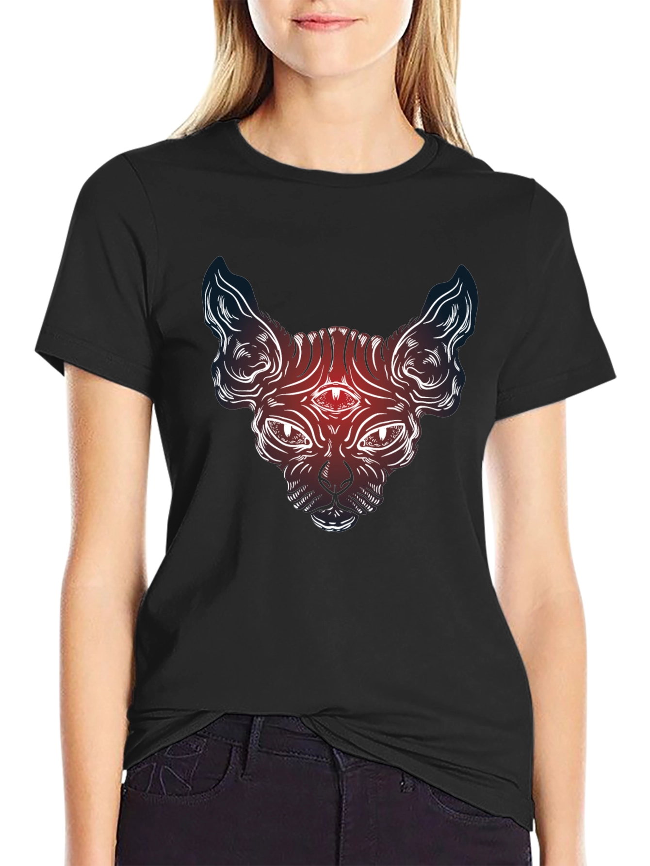 Mystic Cat Graphic Tee - Third Eye Sphynx