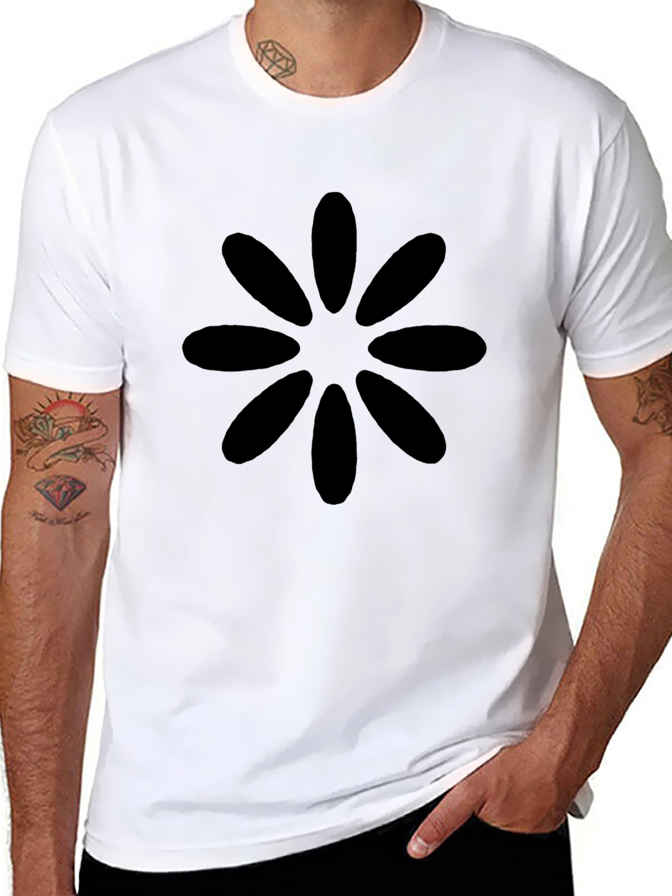 Black Flower Graphic Tee - Casual Cotton T-Shirt