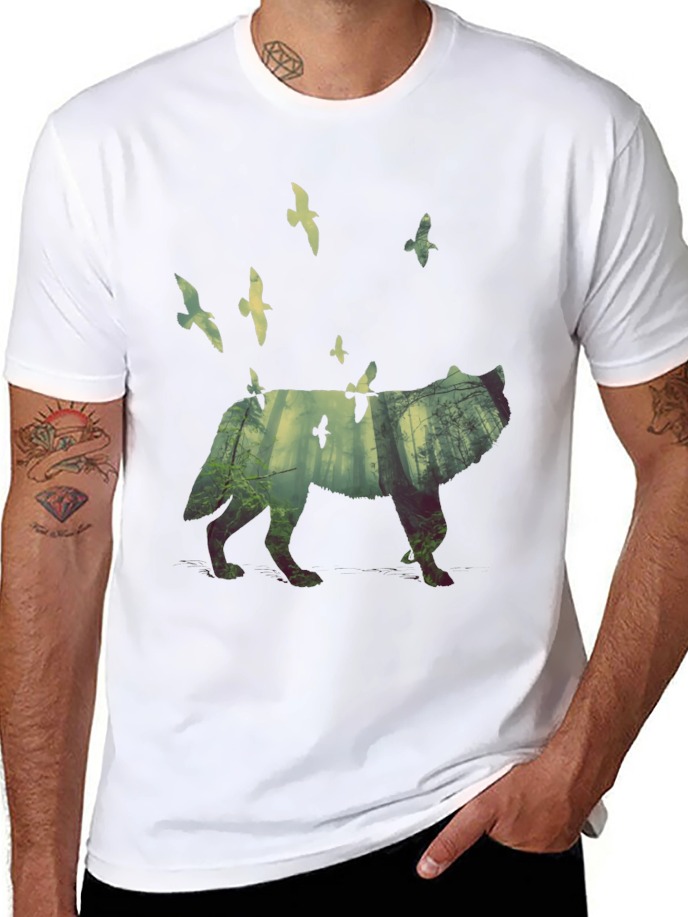 Wolf Forest Graphic T-Shirt - Nature Inspired Tee