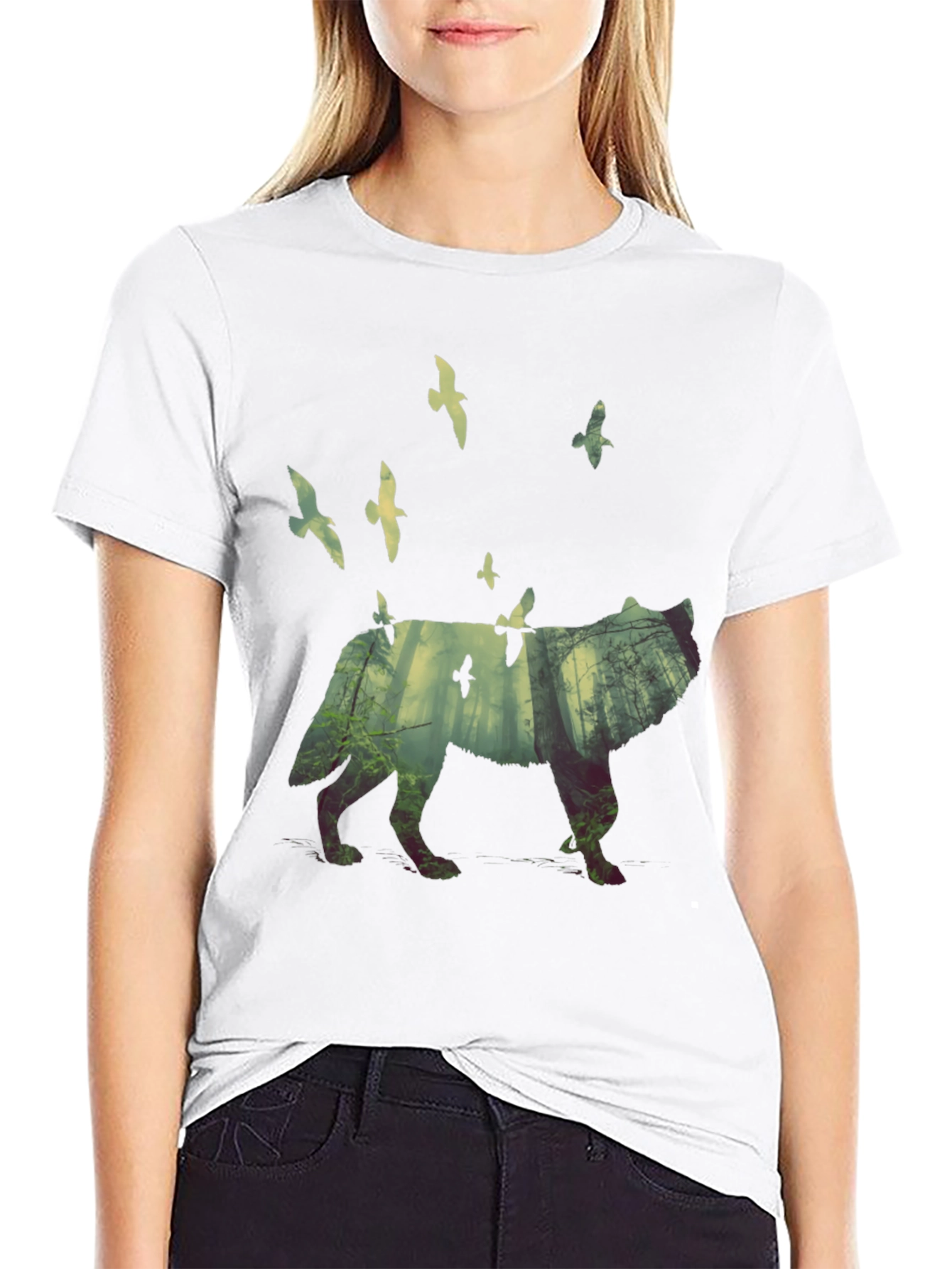 Wolf Forest Graphic T-Shirt - Nature Inspired Tee