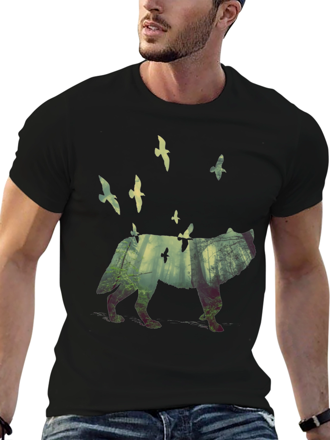 Wolf Forest Graphic T-Shirt - Nature Inspired Tee