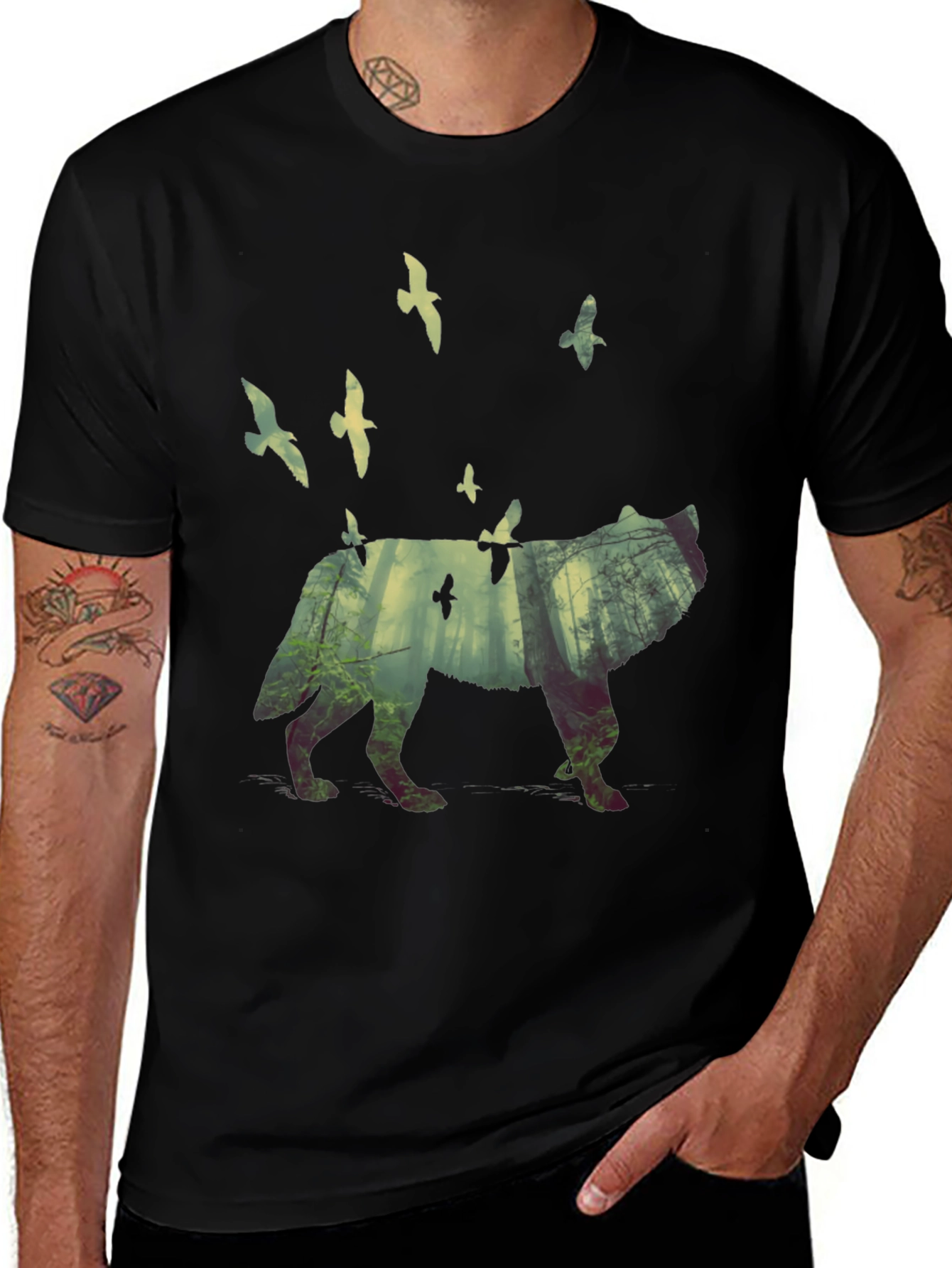 Wolf Forest Graphic T-Shirt - Nature Inspired Tee