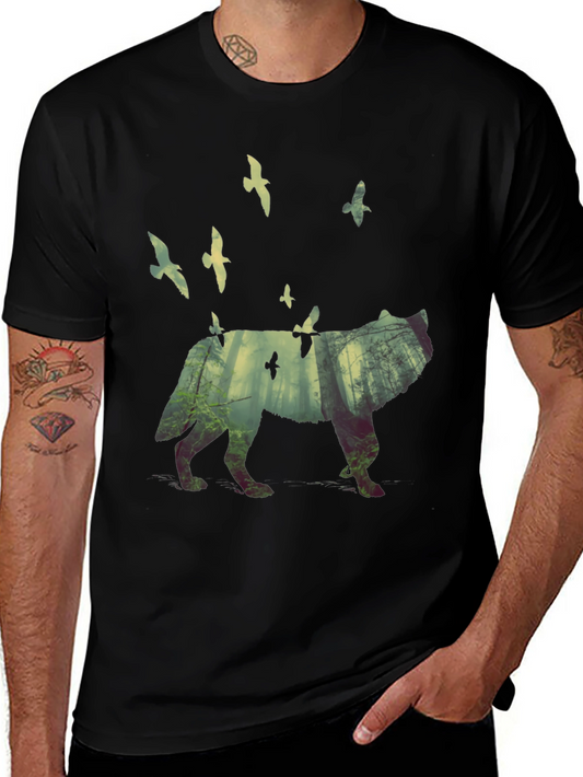 Wolf Forest Graphic T-Shirt - Nature Inspired Tee
