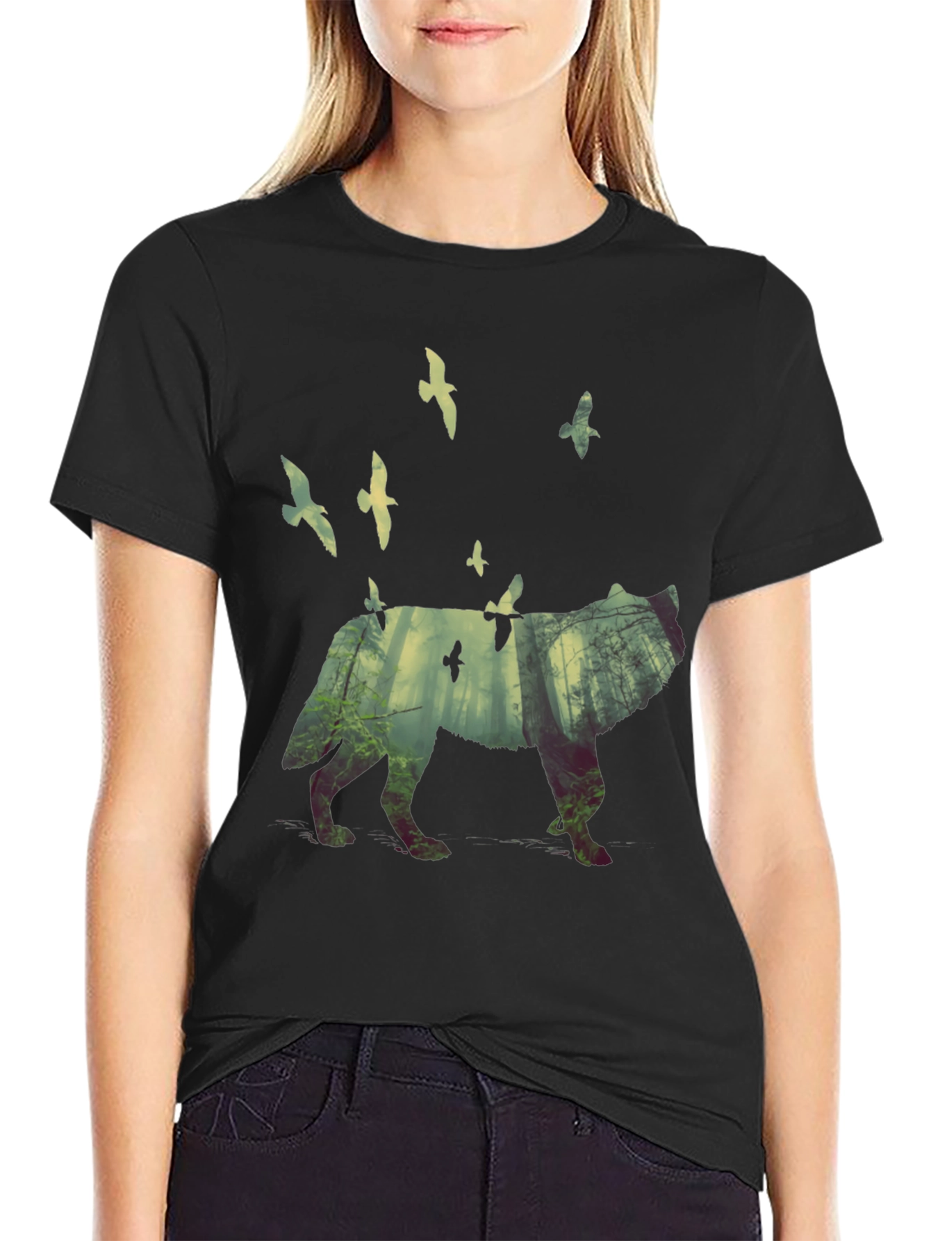 Wolf Forest Graphic T-Shirt - Nature Inspired Tee
