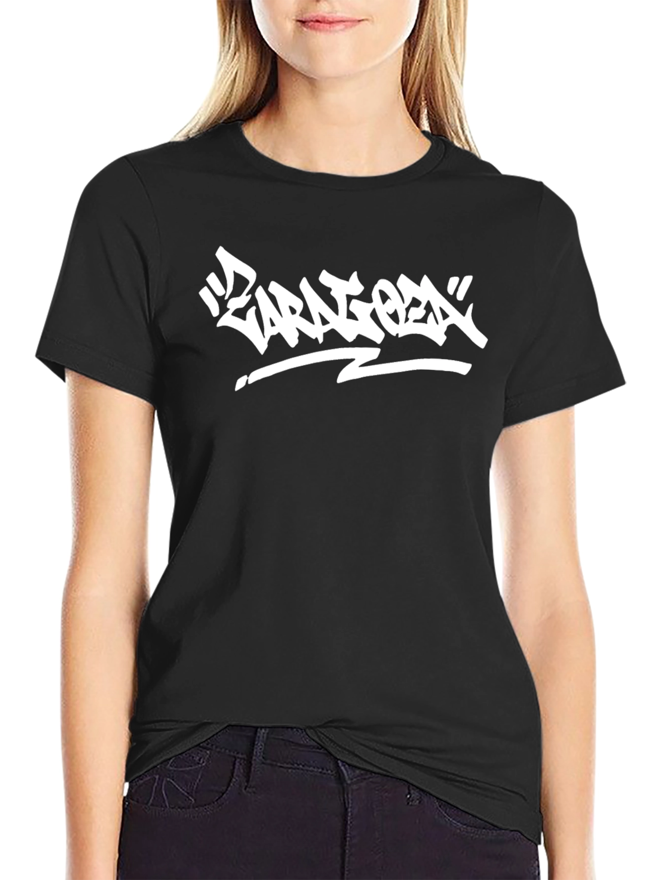 Black T-Shirt with White Urban Graffiti Design