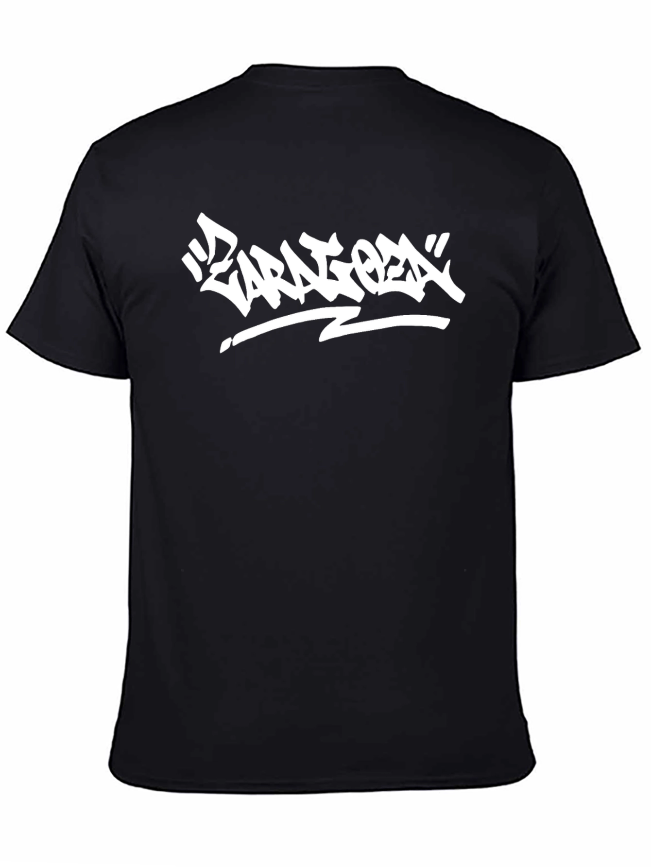 Black T-Shirt with White Urban Graffiti Design