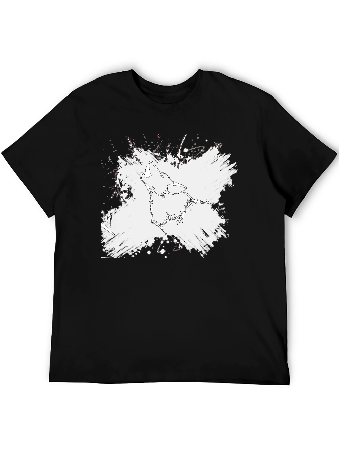 Wolf Graphic Print T-Shirt - Black