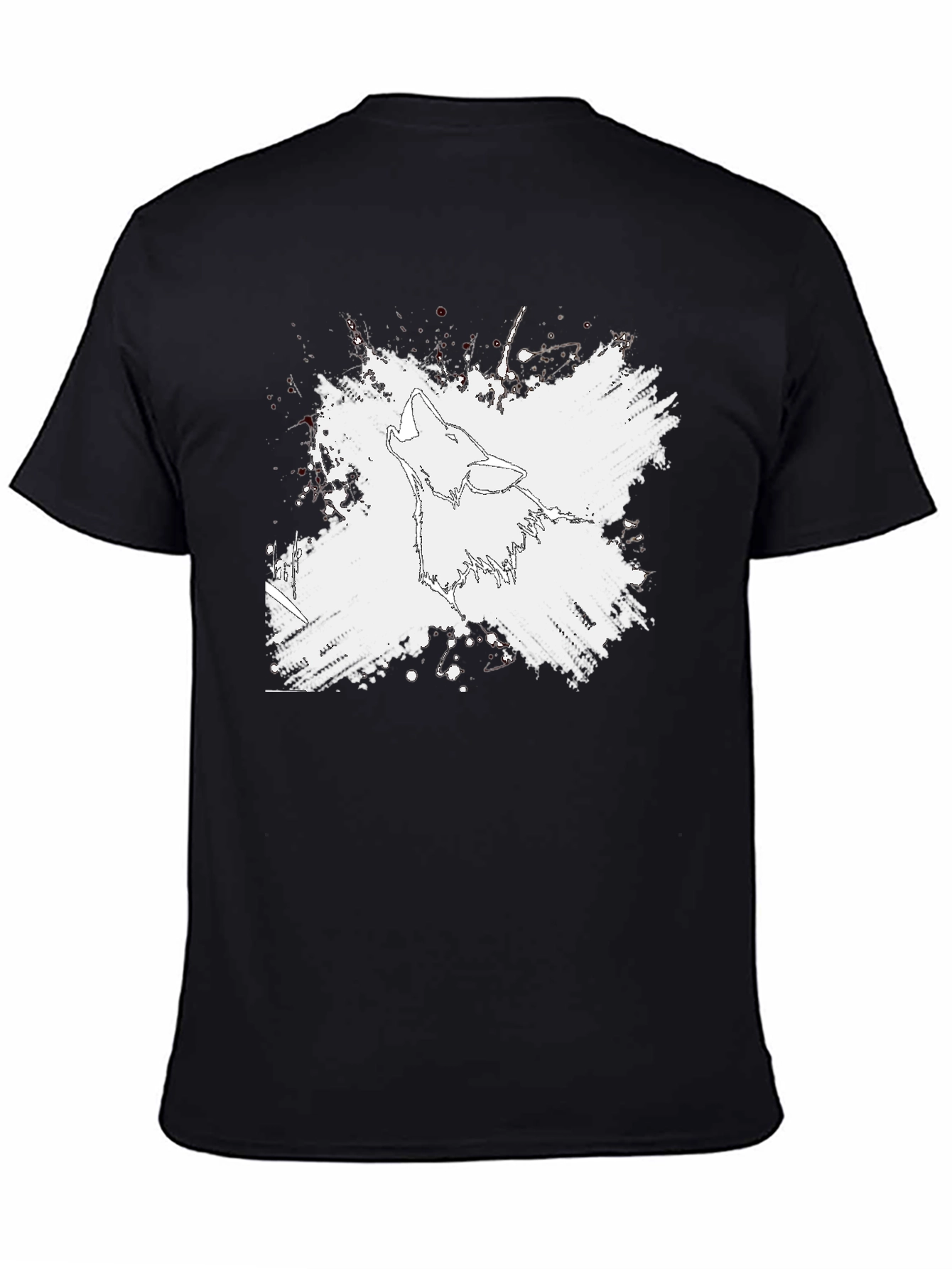 Wolf Graphic Print T-Shirt - Black