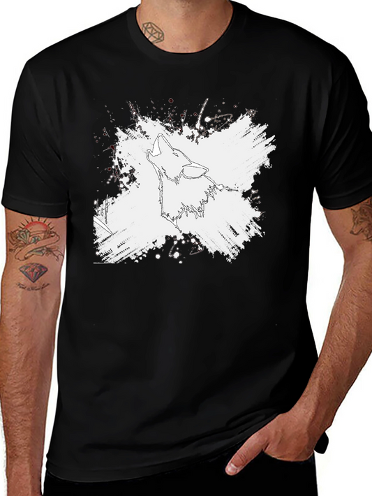 Wolf Graphic Print T-Shirt - Black