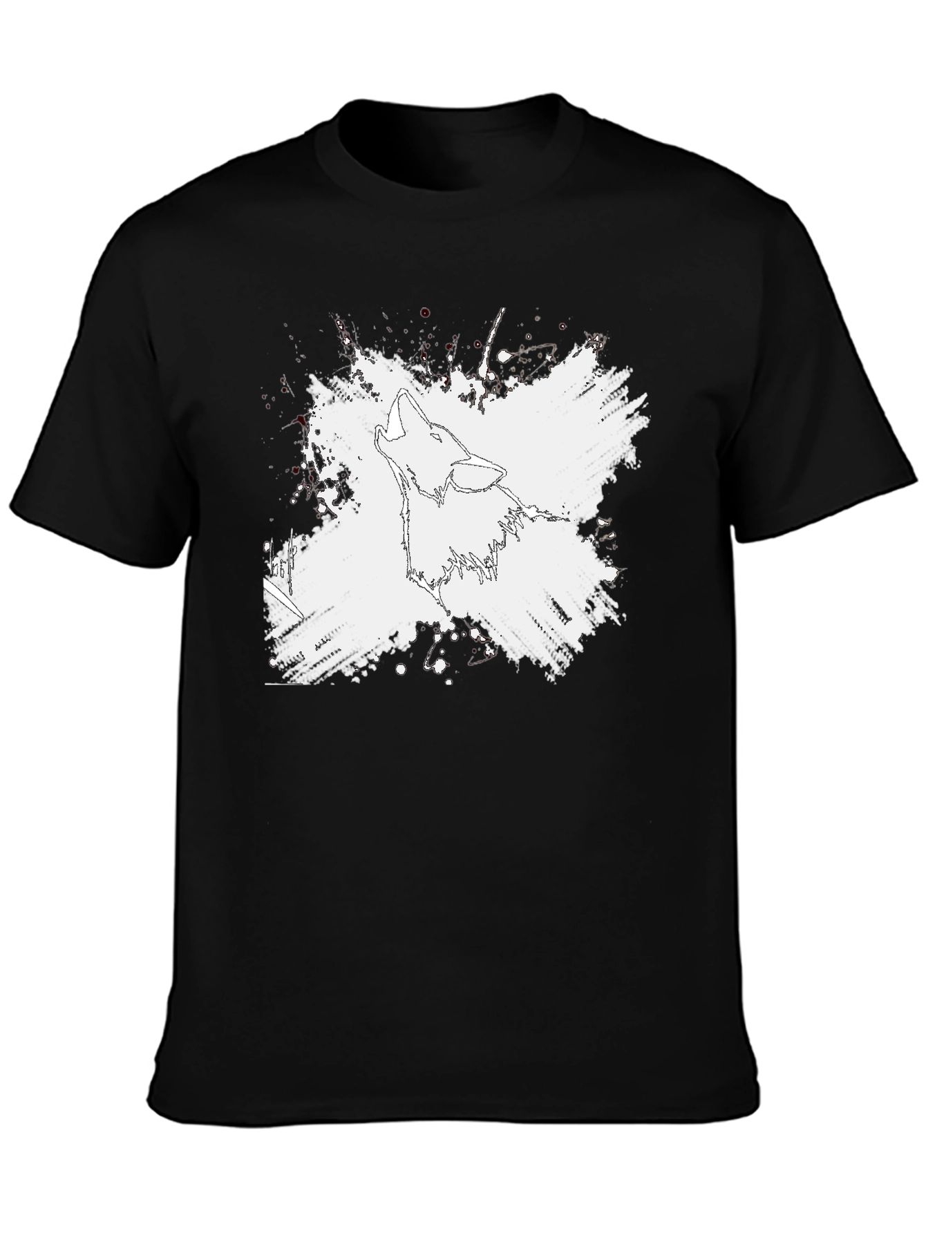 Wolf Graphic Print T-Shirt - Black