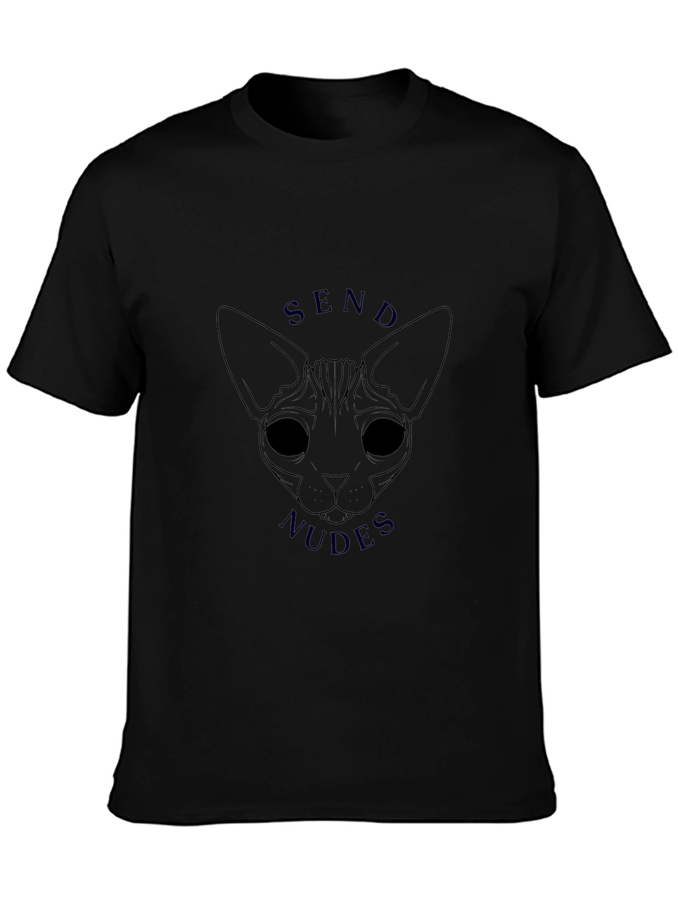 Send Nudes Cat Graphic Tee - Mens Black T-Shirt