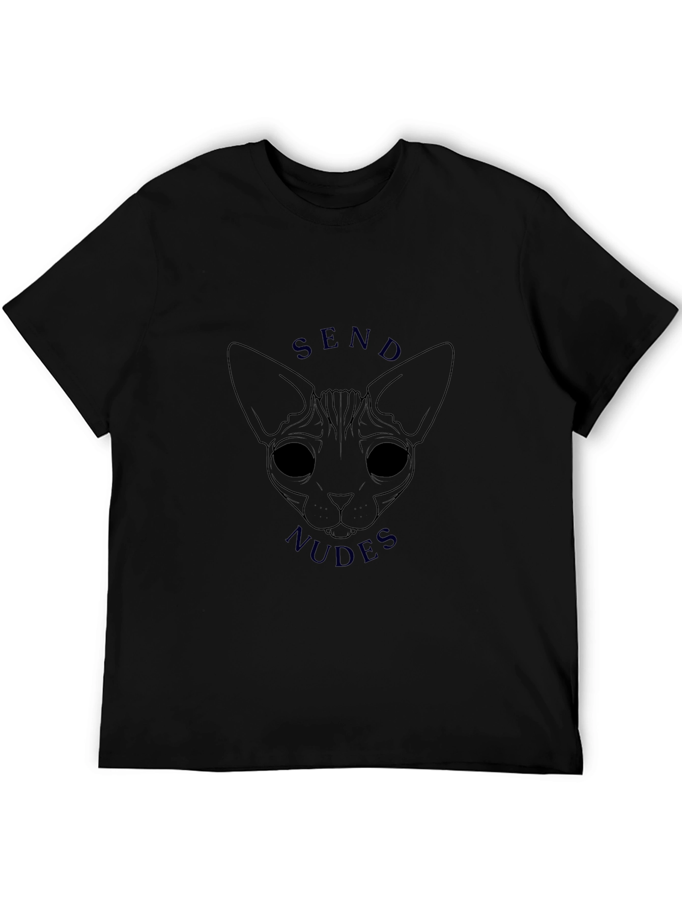Send Nudes Cat Graphic Tee - Mens Black T-Shirt