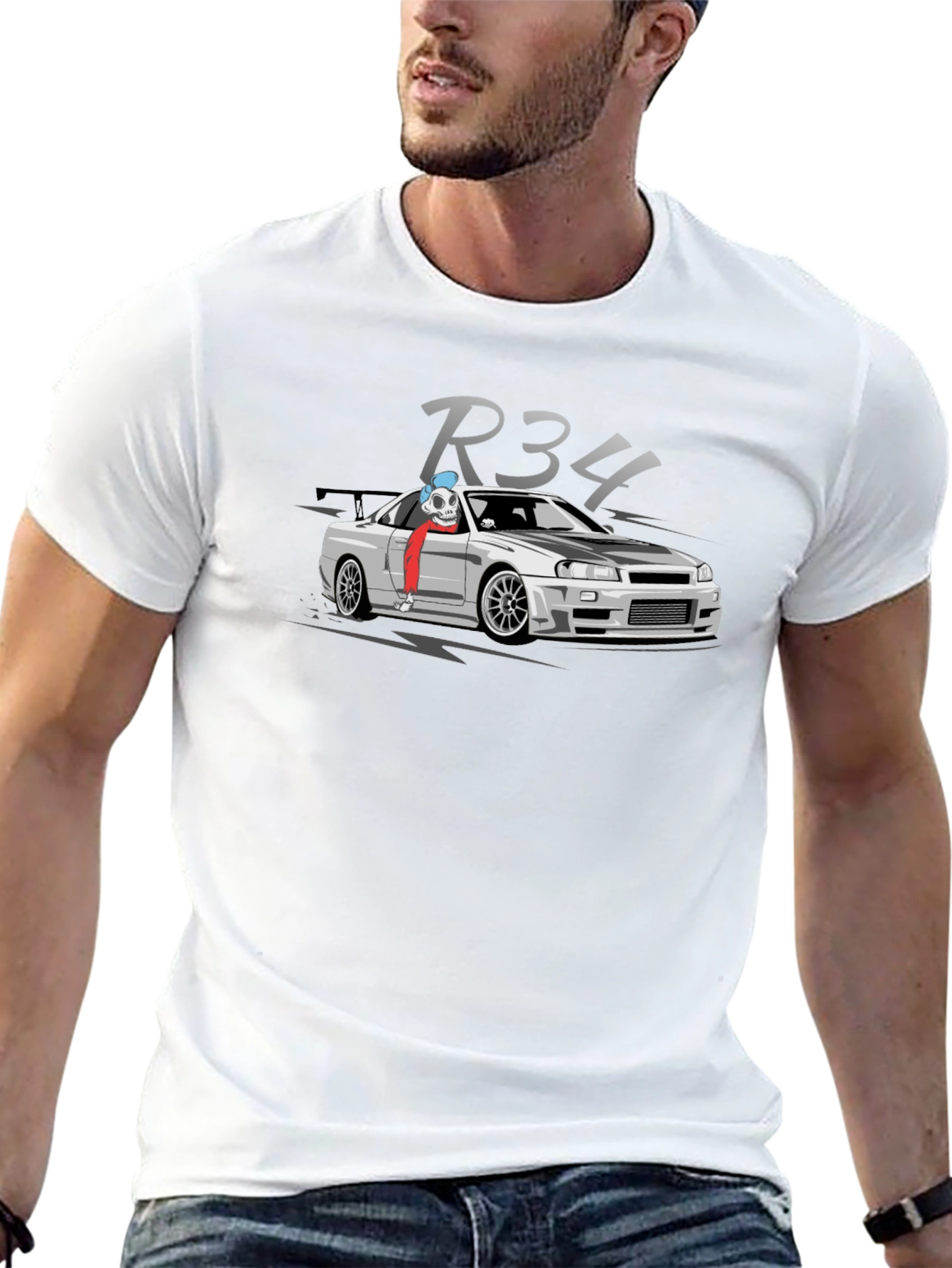 R34 Car Enthusiast Black T-Shirt