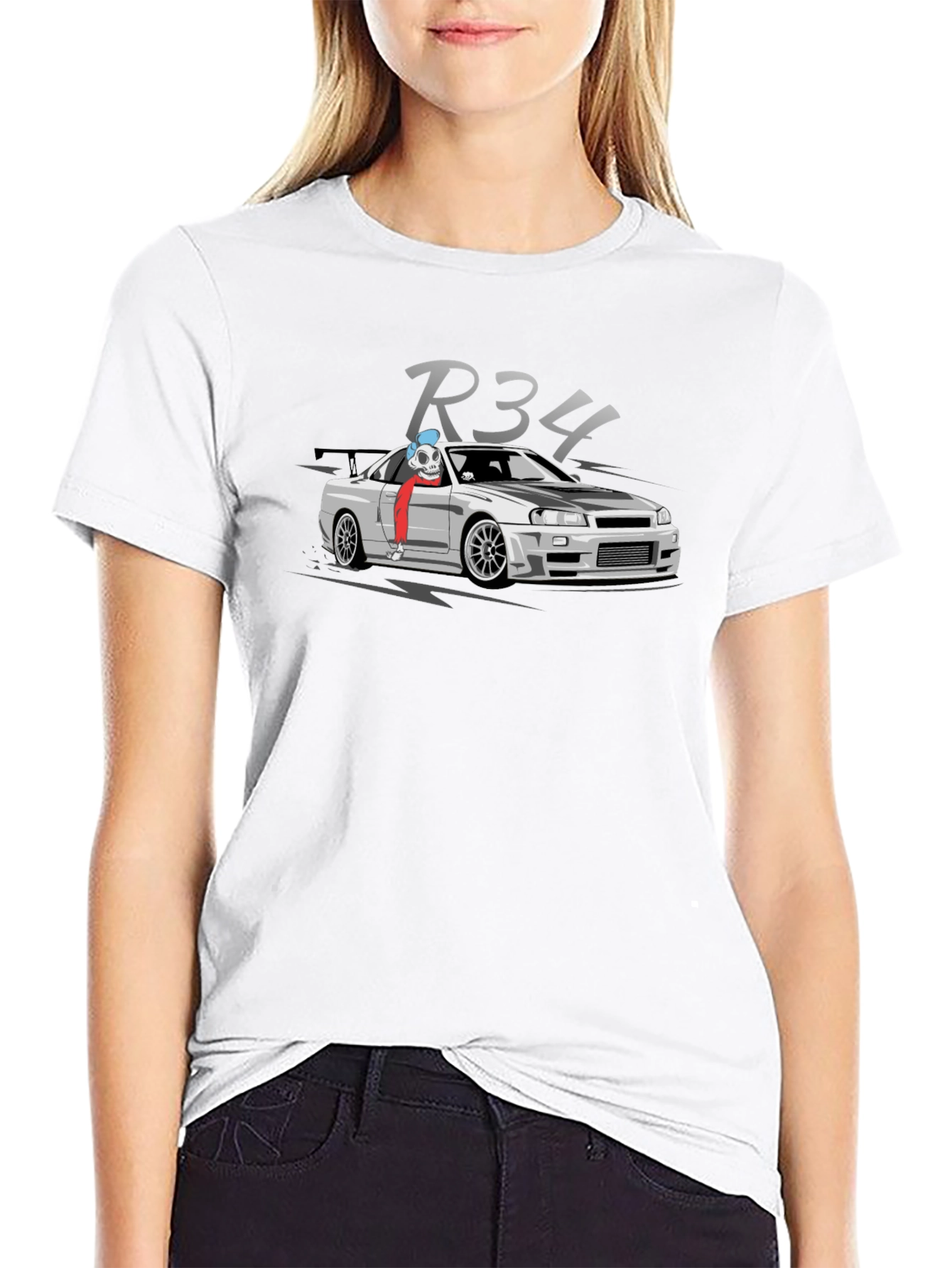 R34 Car Enthusiast Black T-Shirt