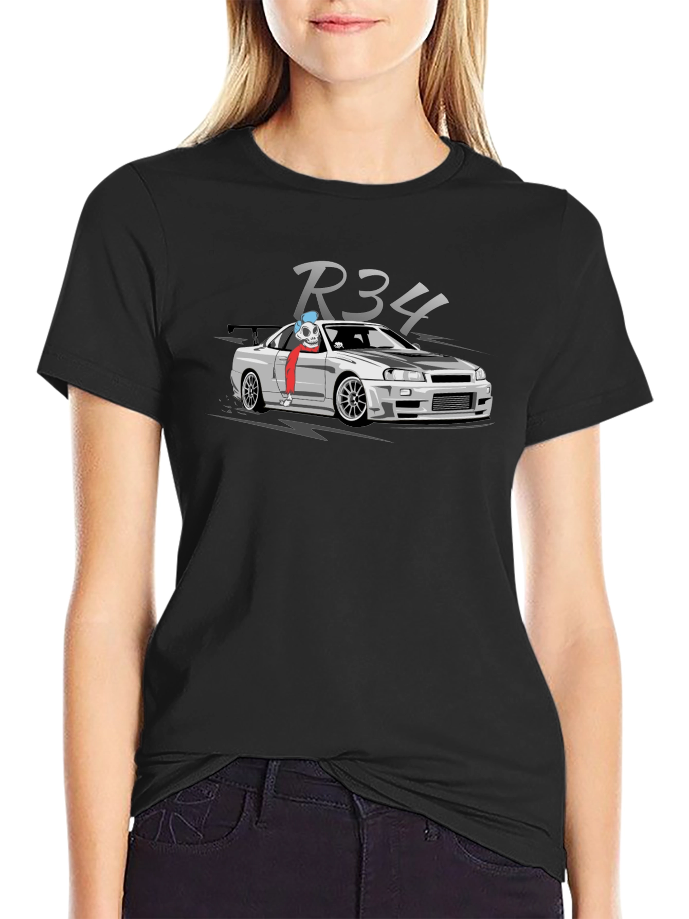 R34 Car Enthusiast Black T-Shirt