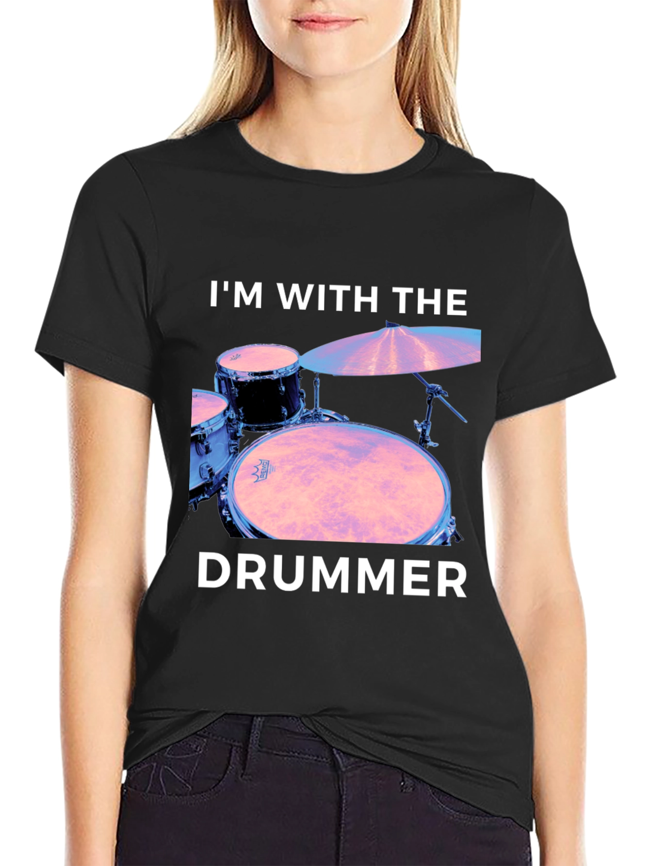 Im With The Drummer Black T-Shirt