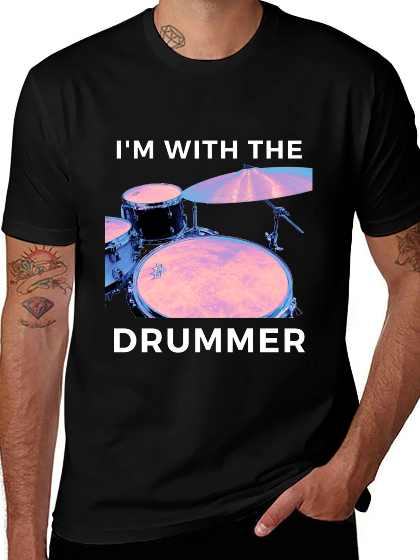 Im With The Drummer Black T-Shirt