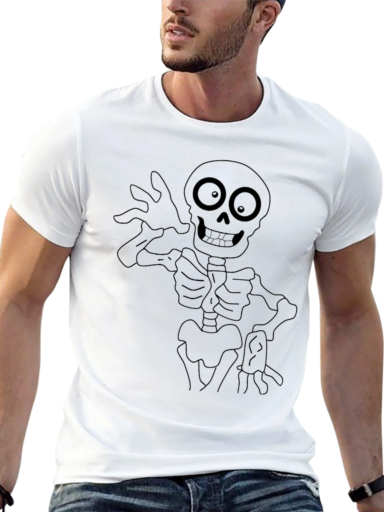 Spooky Skeleton Graphic Tee - Black