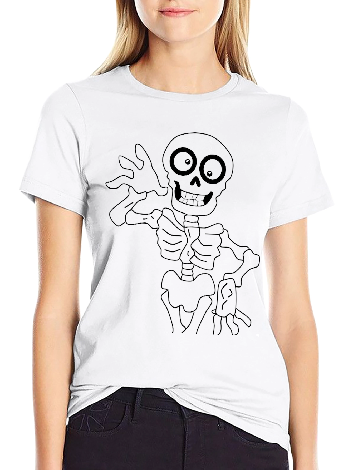 Spooky Skeleton Graphic Tee - Black