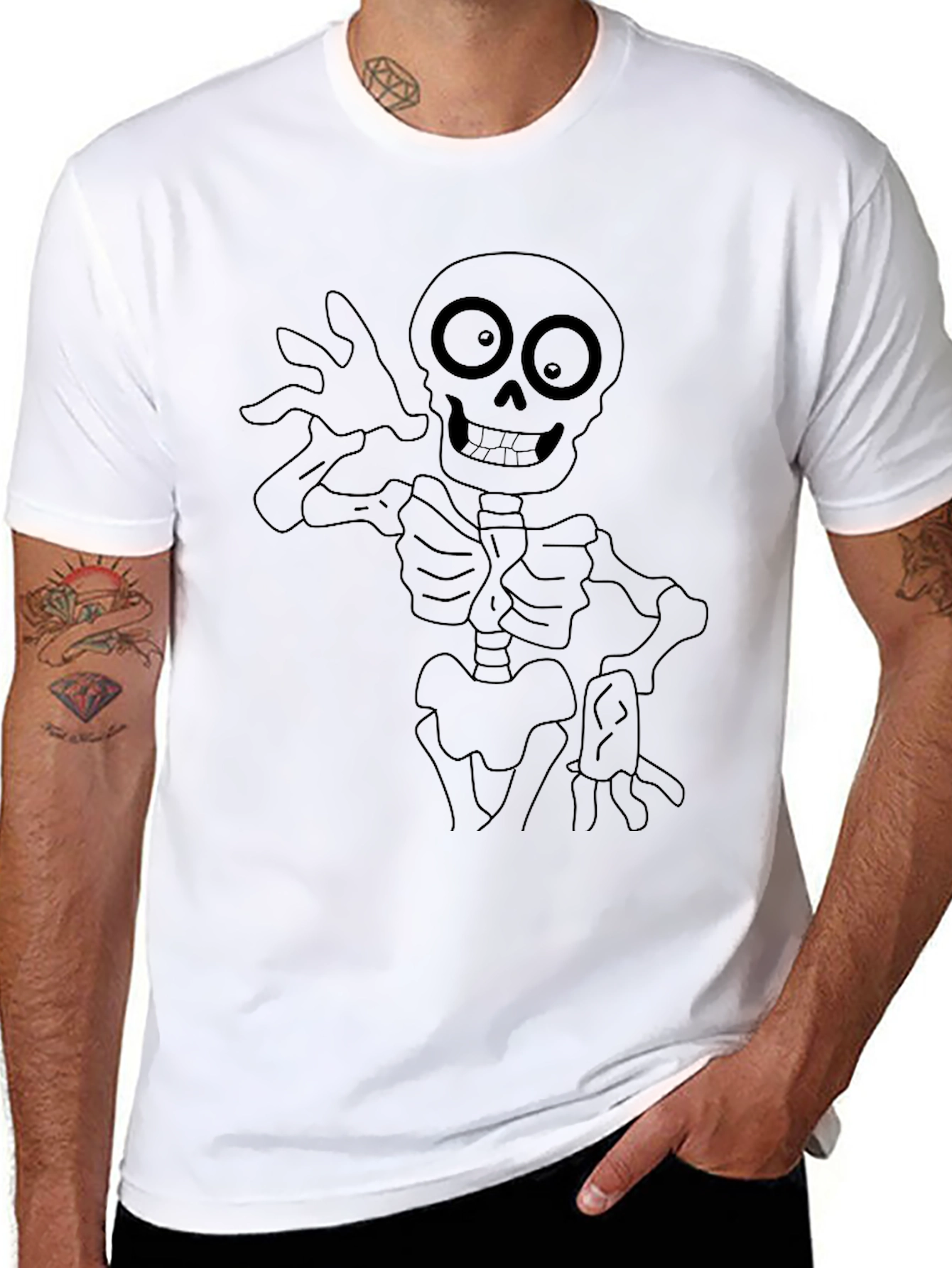 Spooky Skeleton Graphic Tee - Black
