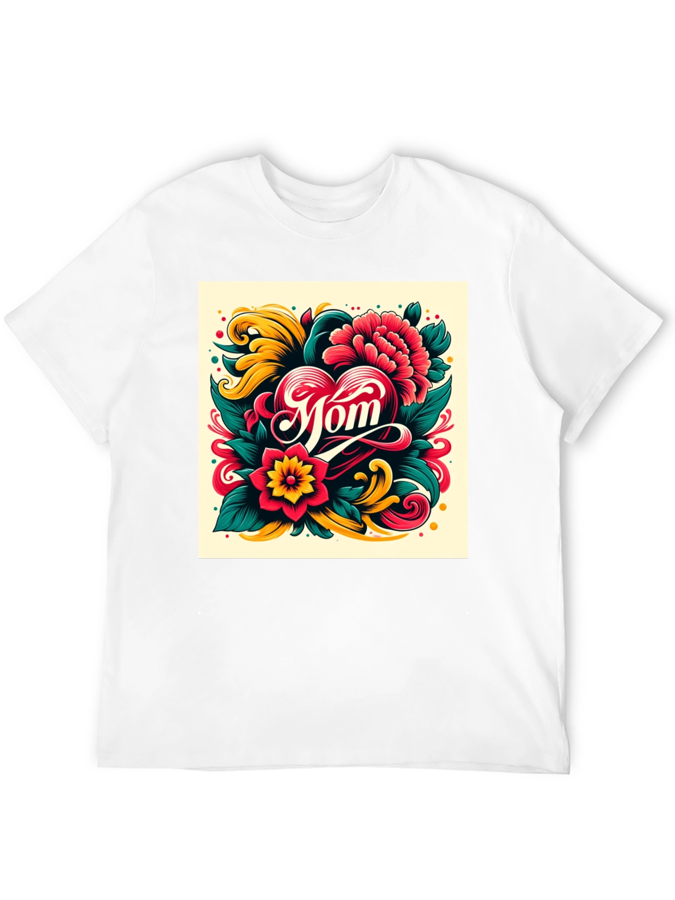 Mom Floral Heart Graphic T-Shirt