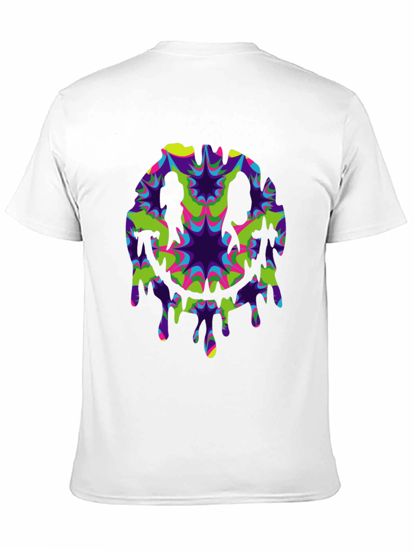 Psychedelic Dripping Smiley Face Black Tee