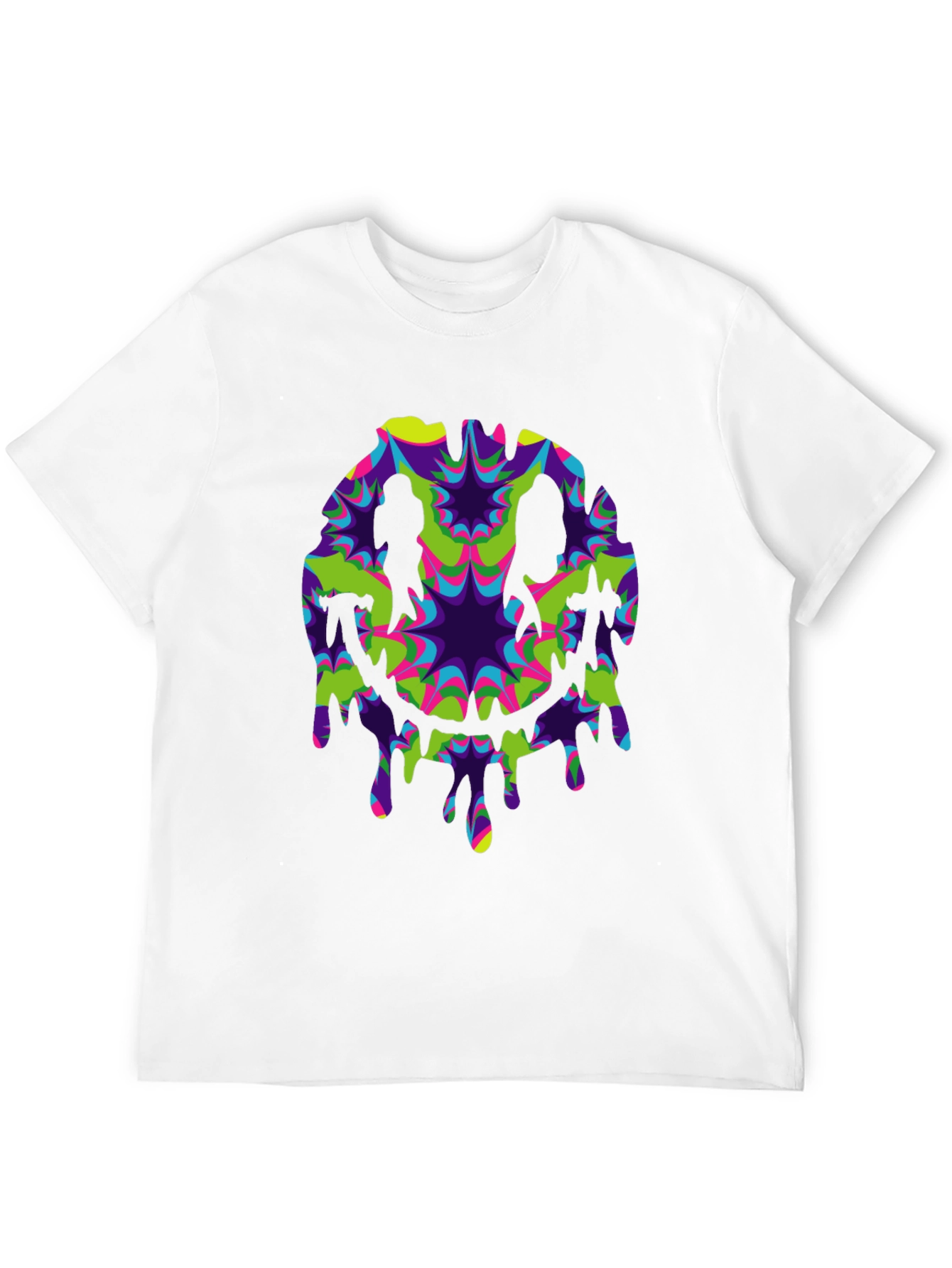 Psychedelic Dripping Smiley Face Black Tee