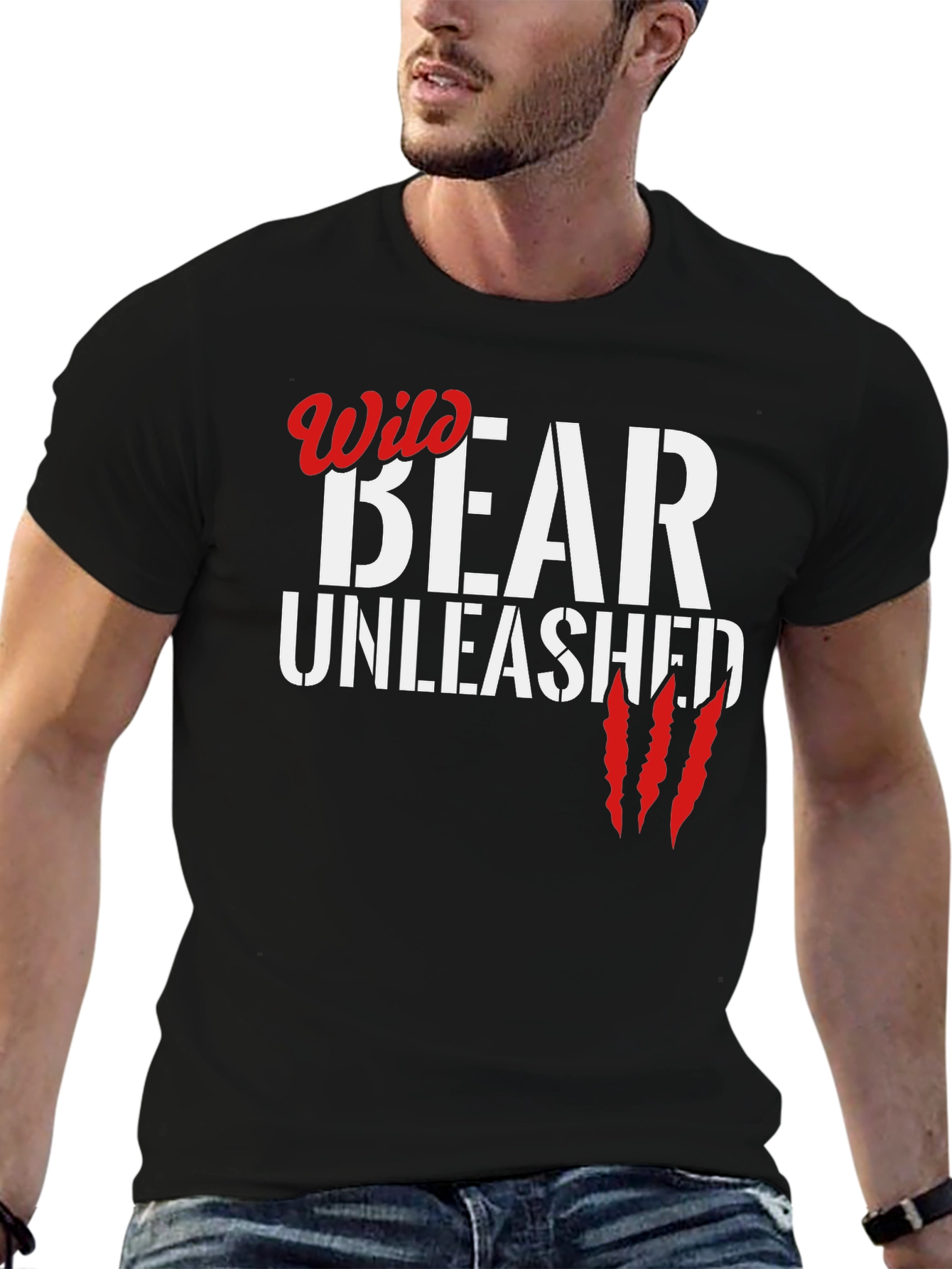 Wild Bear Unleashed Black Graphic Tee