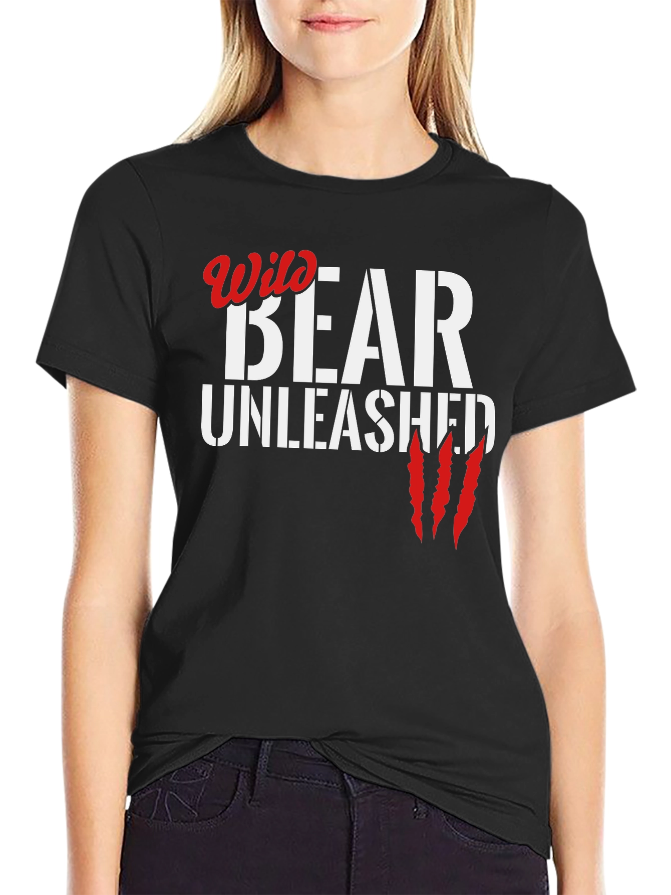 Wild Bear Unleashed Black Graphic Tee