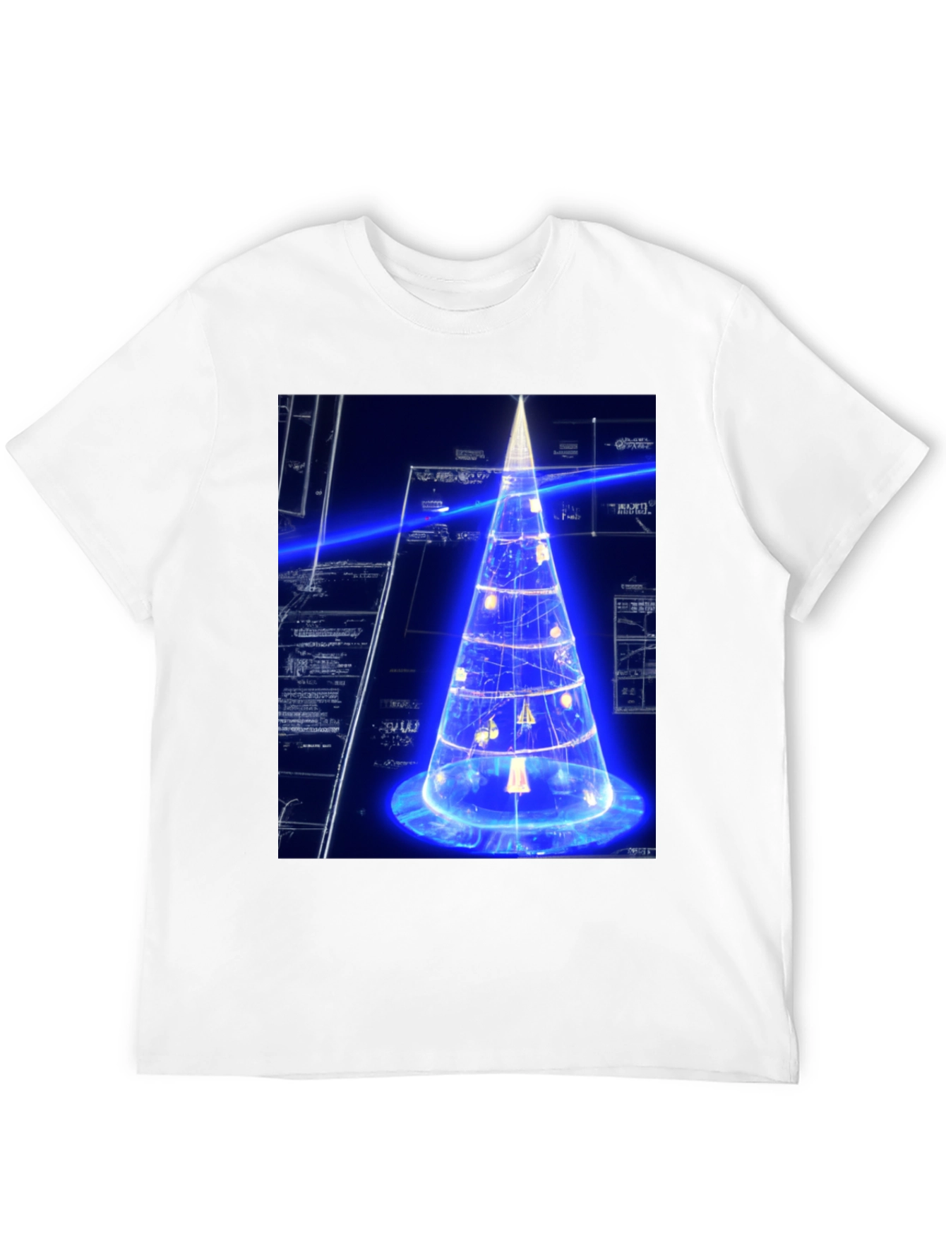 Futuristic Tech Christmas Tree Black T-Shirt