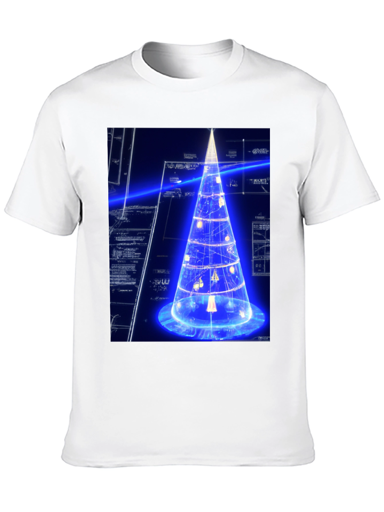 Futuristic Tech Christmas Tree Black T-Shirt