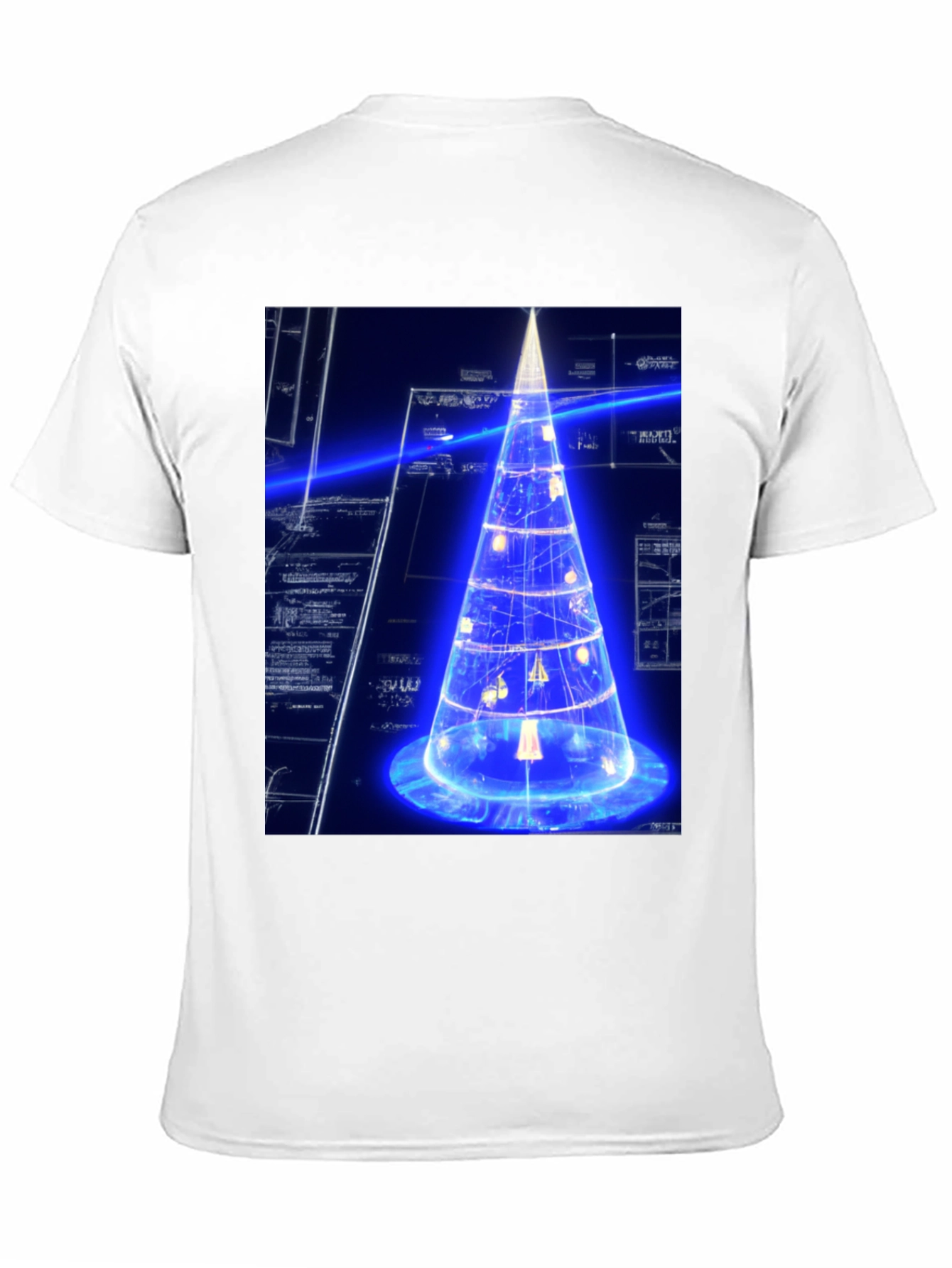 Futuristic Tech Christmas Tree Black T-Shirt