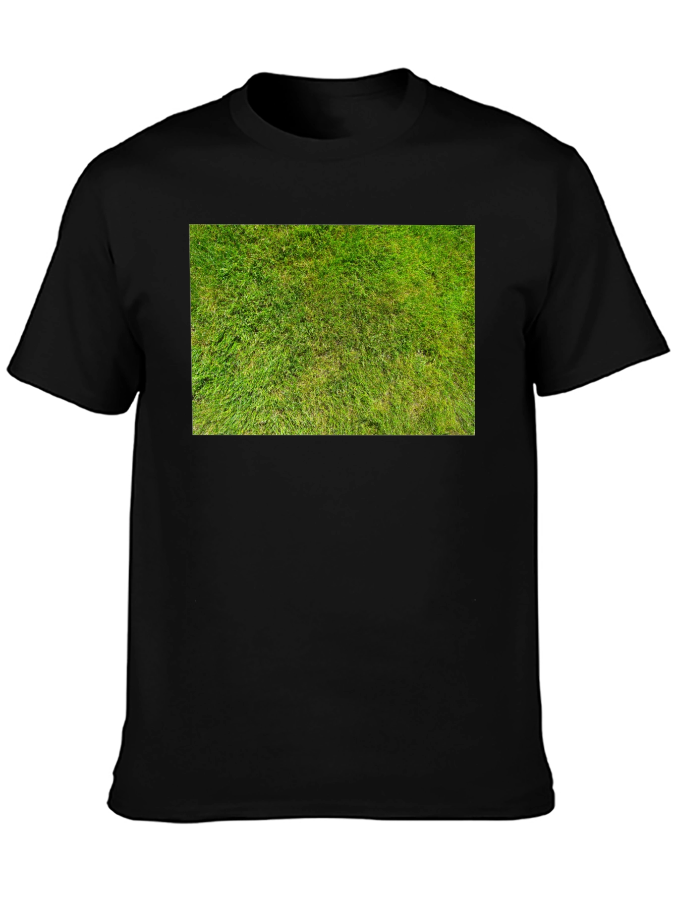 Grass Print Black T-Shirt - Unique Nature Design