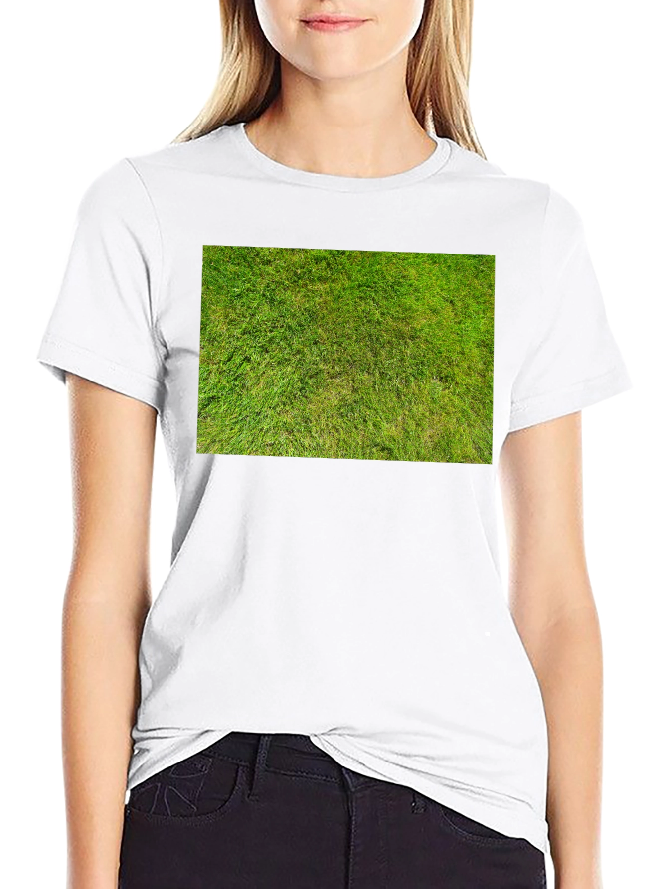 Grass Print Black T-Shirt - Unique Nature Design