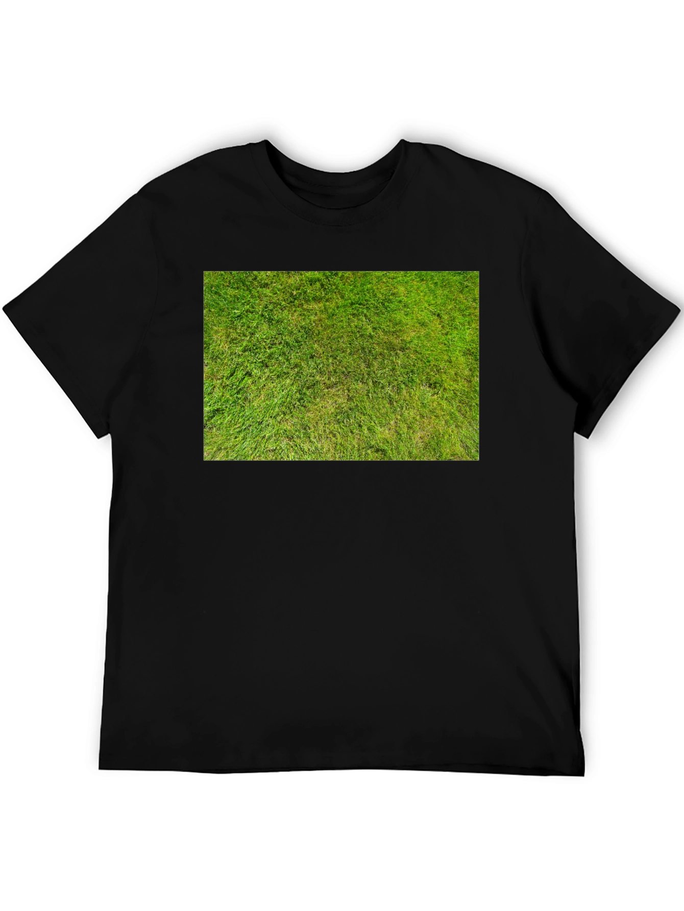 Grass Print Black T-Shirt - Unique Nature Design