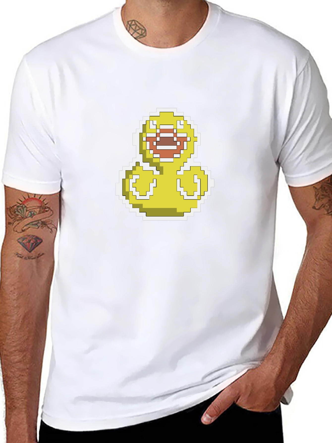 Pixel Duck Graphic Black T-Shirt - Casual Style