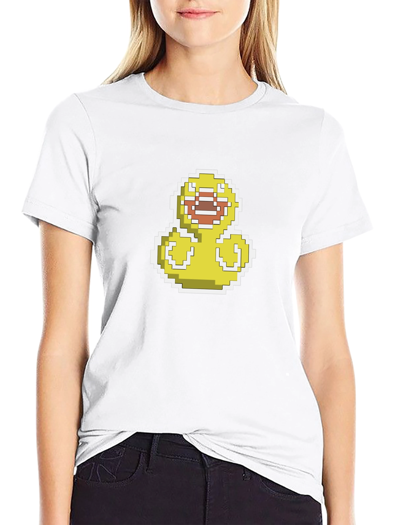 Pixel Duck Graphic Black T-Shirt - Casual Style