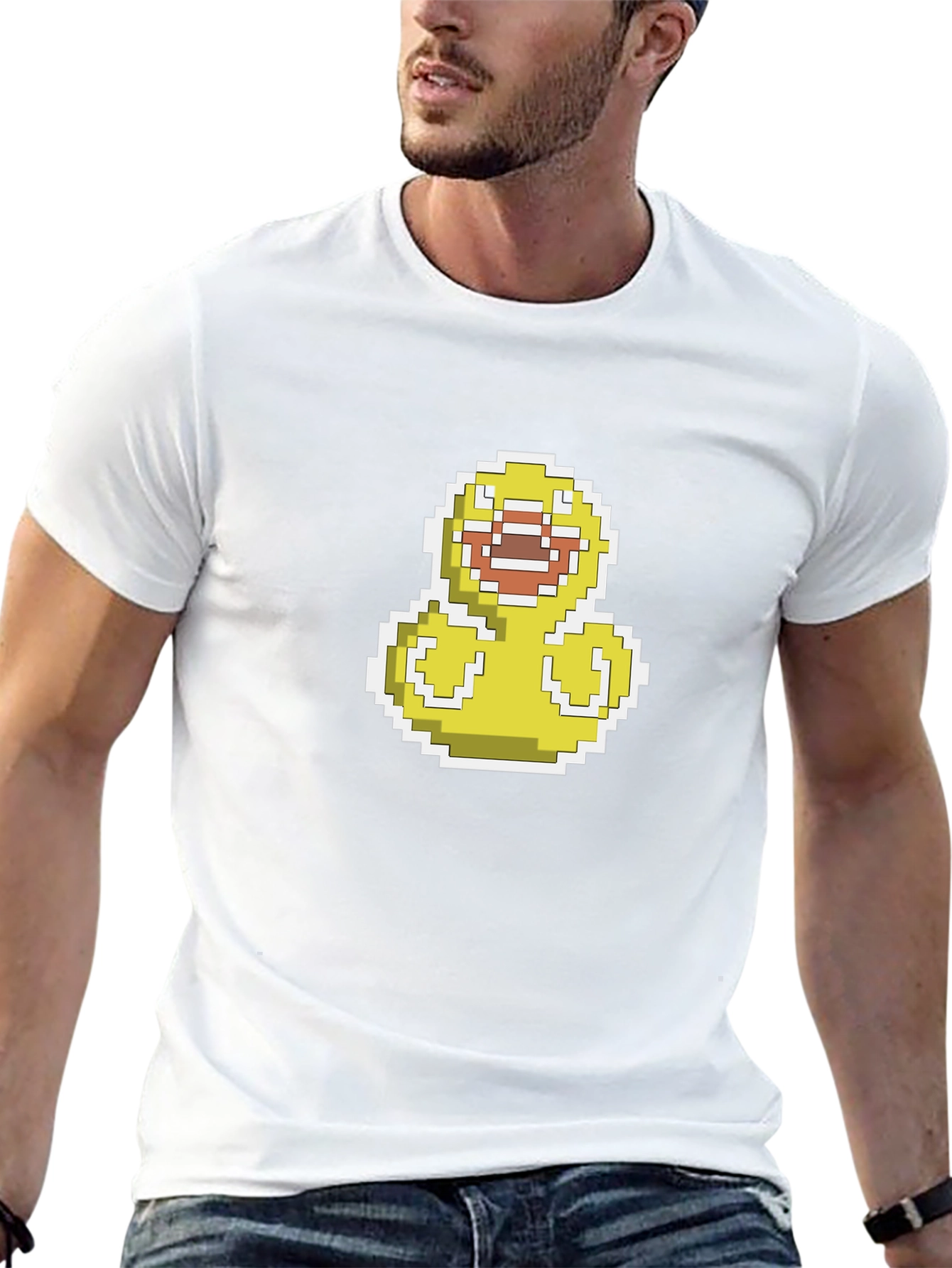 Pixel Duck Graphic Black T-Shirt - Casual Style