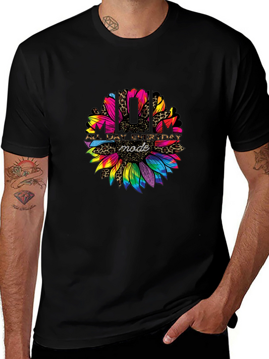 Mom Mode Colorful Sunflower Graphic T-Shirt