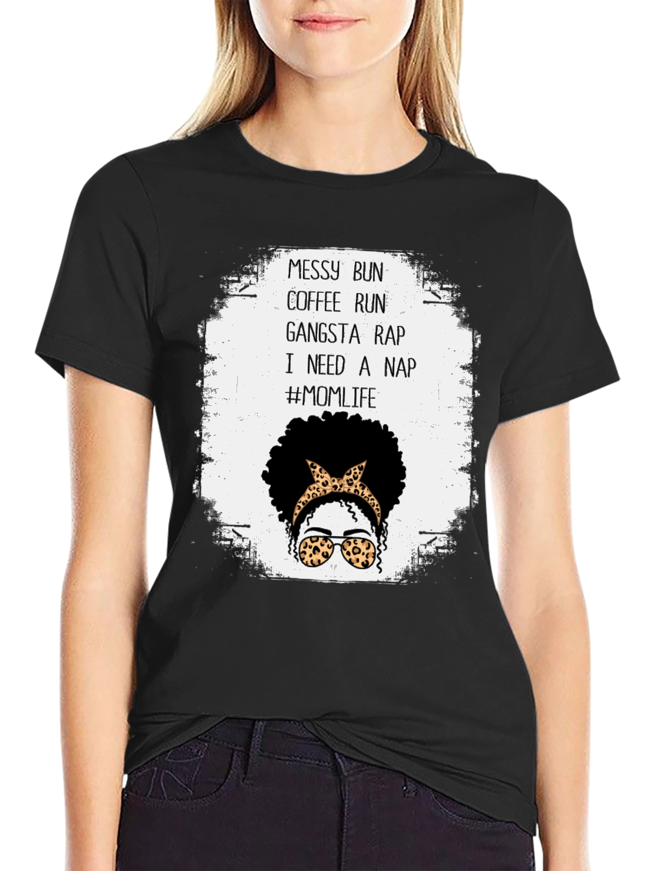 Messy Bun Coffee Run Mom Life T-Shirt