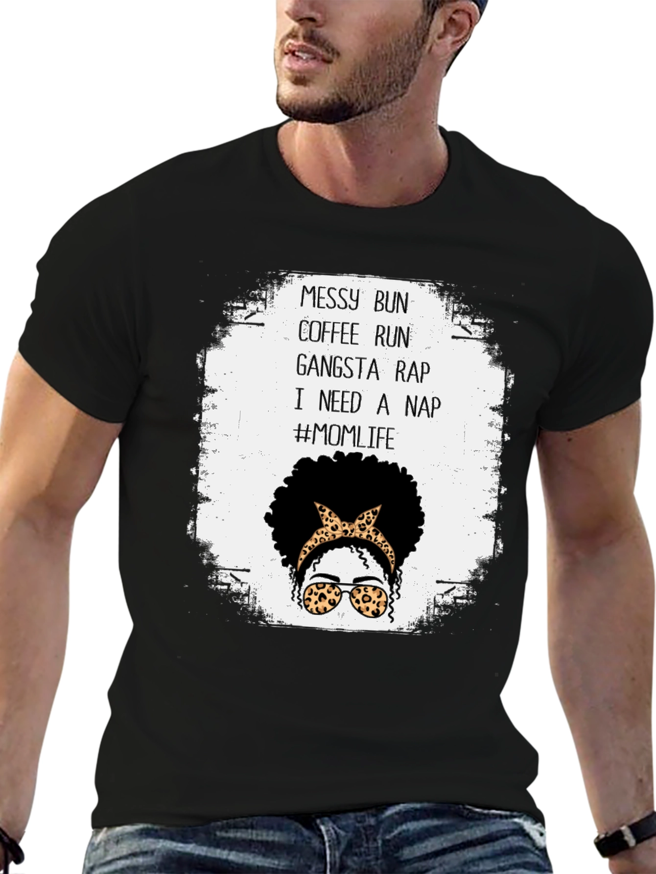 Messy Bun Coffee Run Mom Life T-Shirt