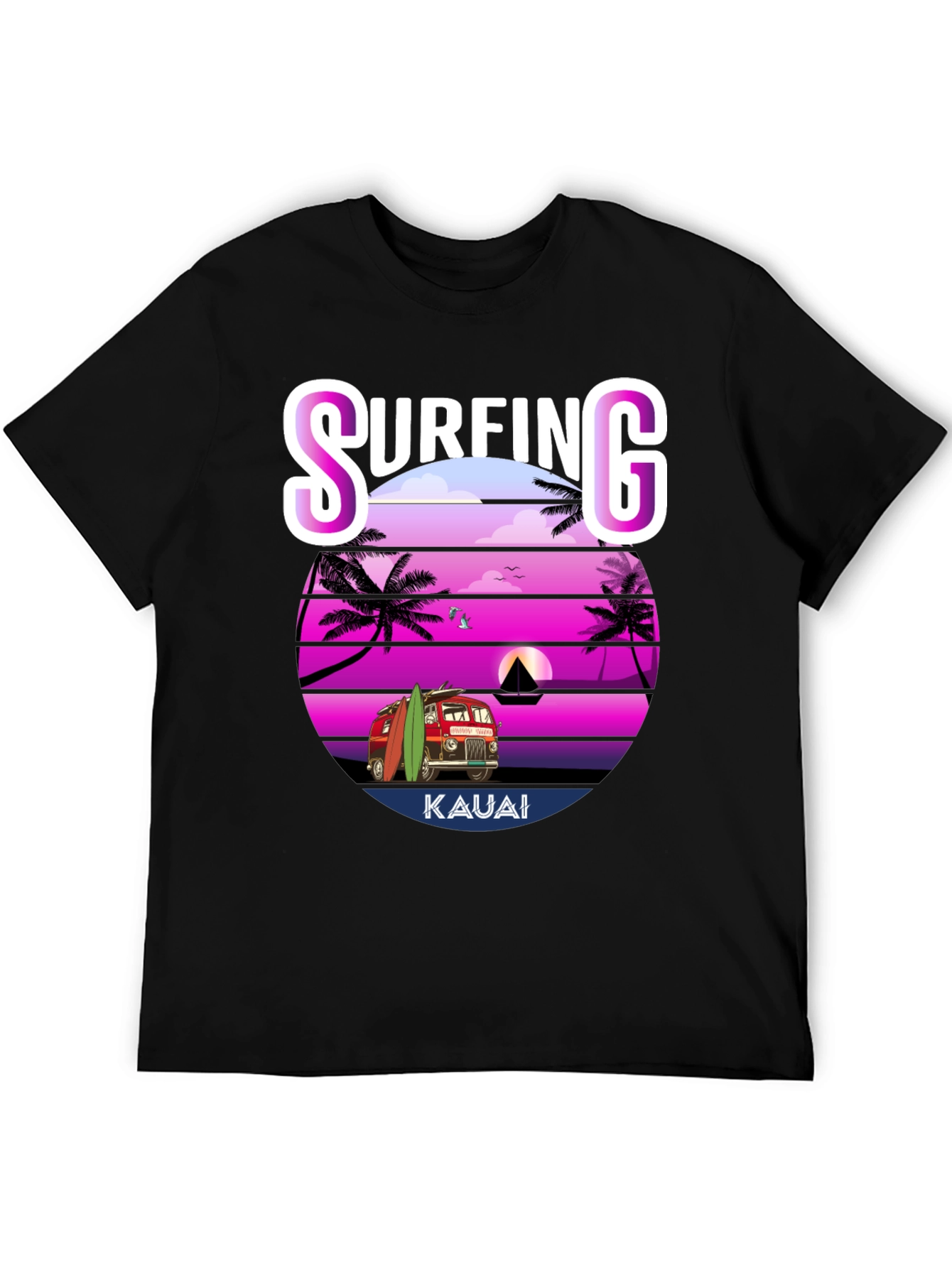 Surfing Kauai Graphic T-Shirt