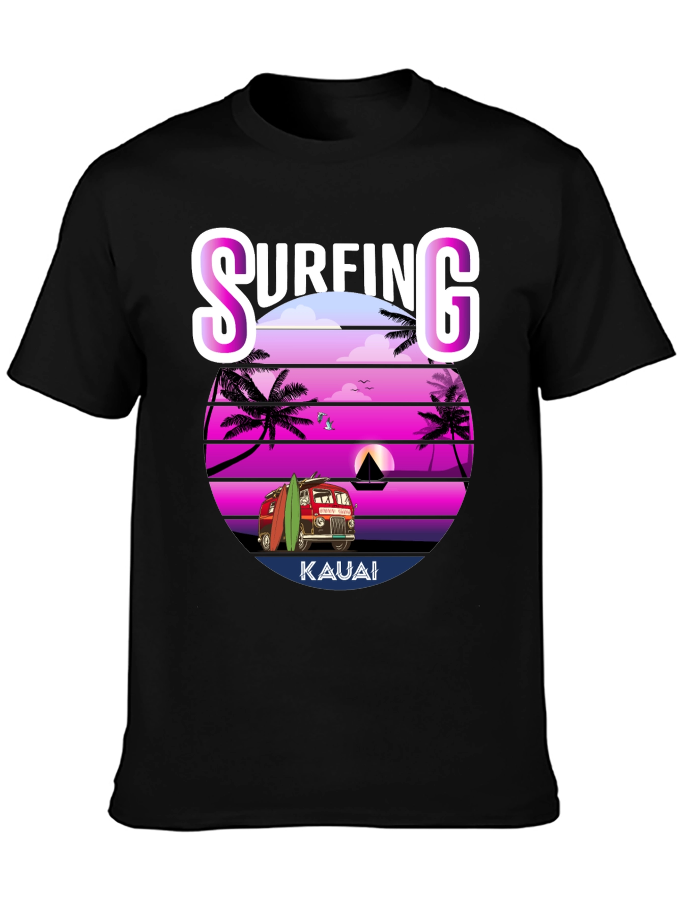 Surfing Kauai Graphic T-Shirt