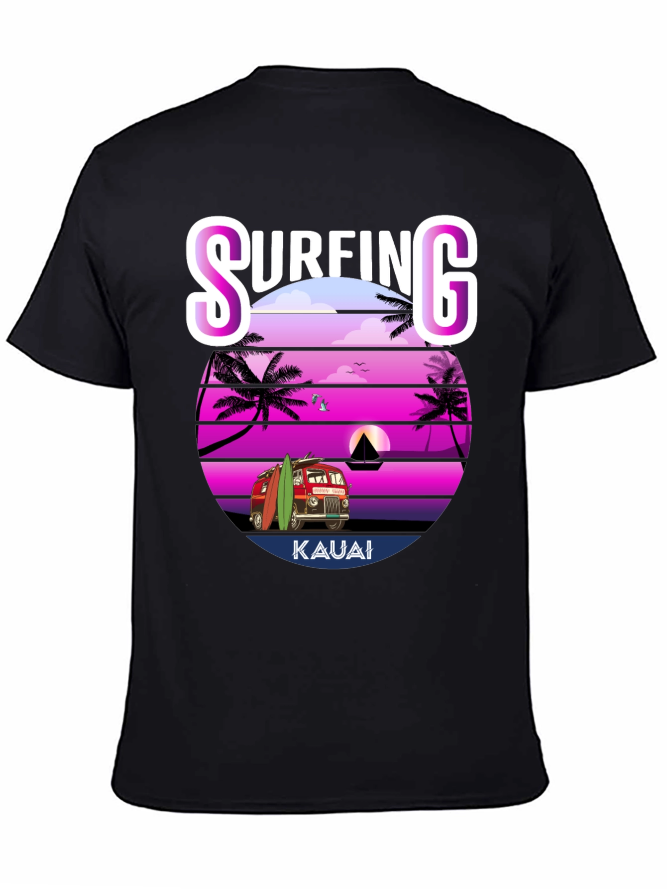 Surfing Kauai Graphic T-Shirt