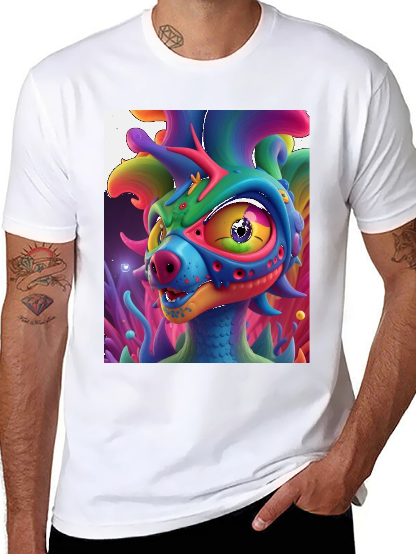 Psychedelic Dragon Graphic Tee - Bold Art T-Shirt
