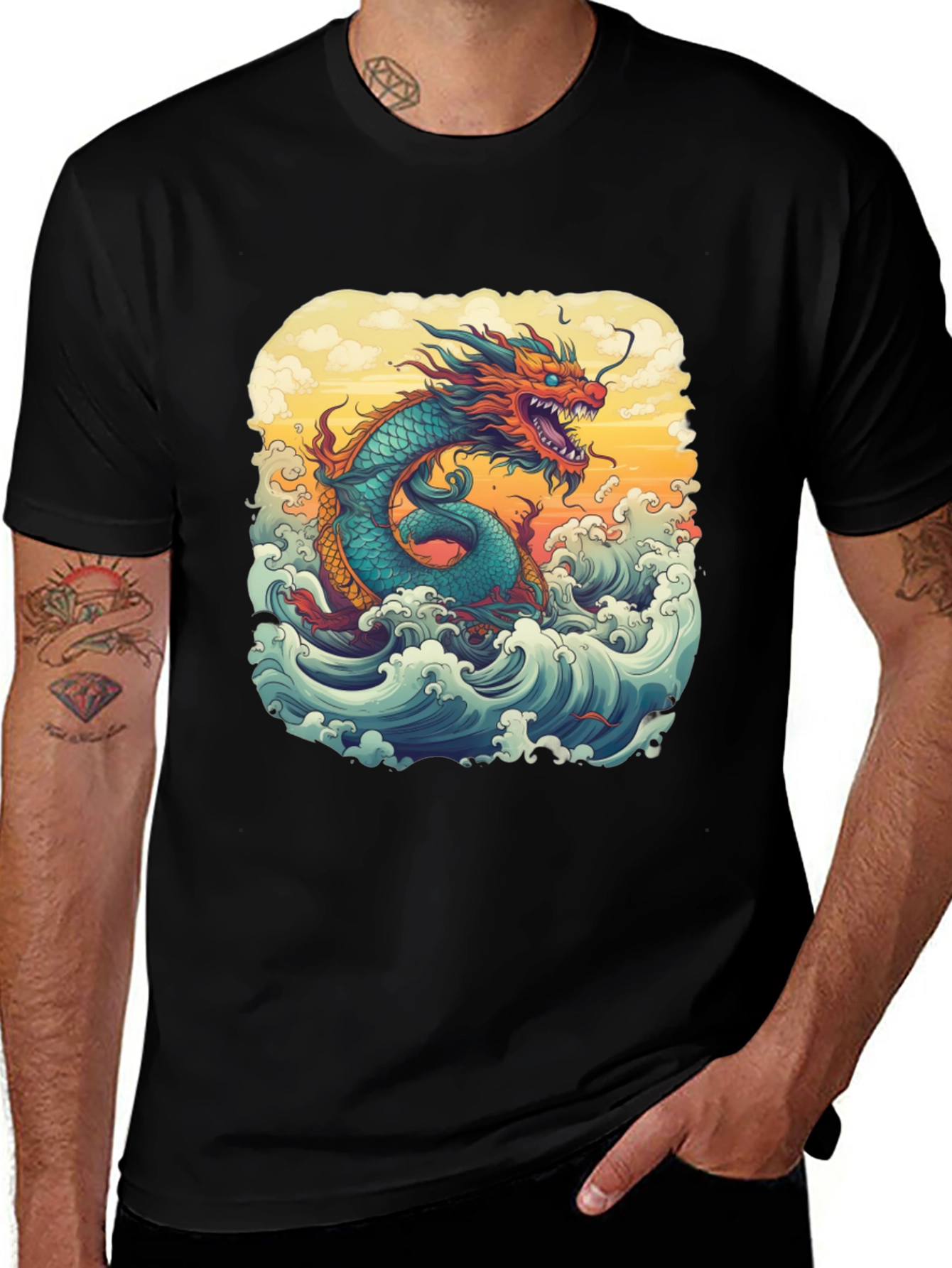 Dragon Wave Graphic Tee - Unique Design